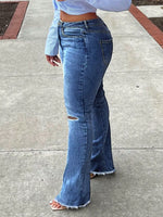 Ripped Knee Flare Jeans