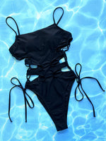 Cutout Lace-Up Spaghetti Strap One-Piece Swimsuit - Ladyez