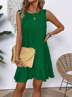 Ruffled Hem Round Neck Sleeveless Dress - Ladyez