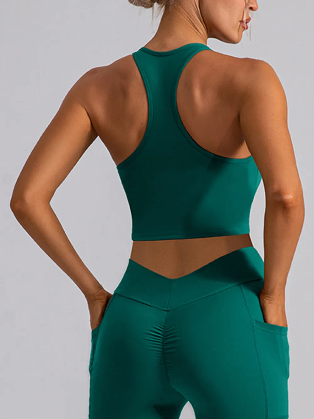 Square Neck Racerback Cropped Tank - Ladyez