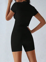 Round Neck Short Sleeve Top and Shorts Set - Ladyez