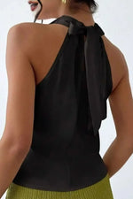Satin Cowl Neck Sleeveless Blouse - Ladyez