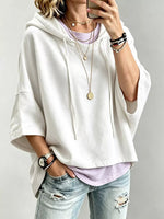 Drawstring 3/4 Sleeve Hoodie