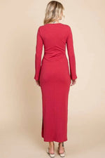 Culture Code Full Size Round Neck Bodycon Bell Maxi Dress - Ladyez
