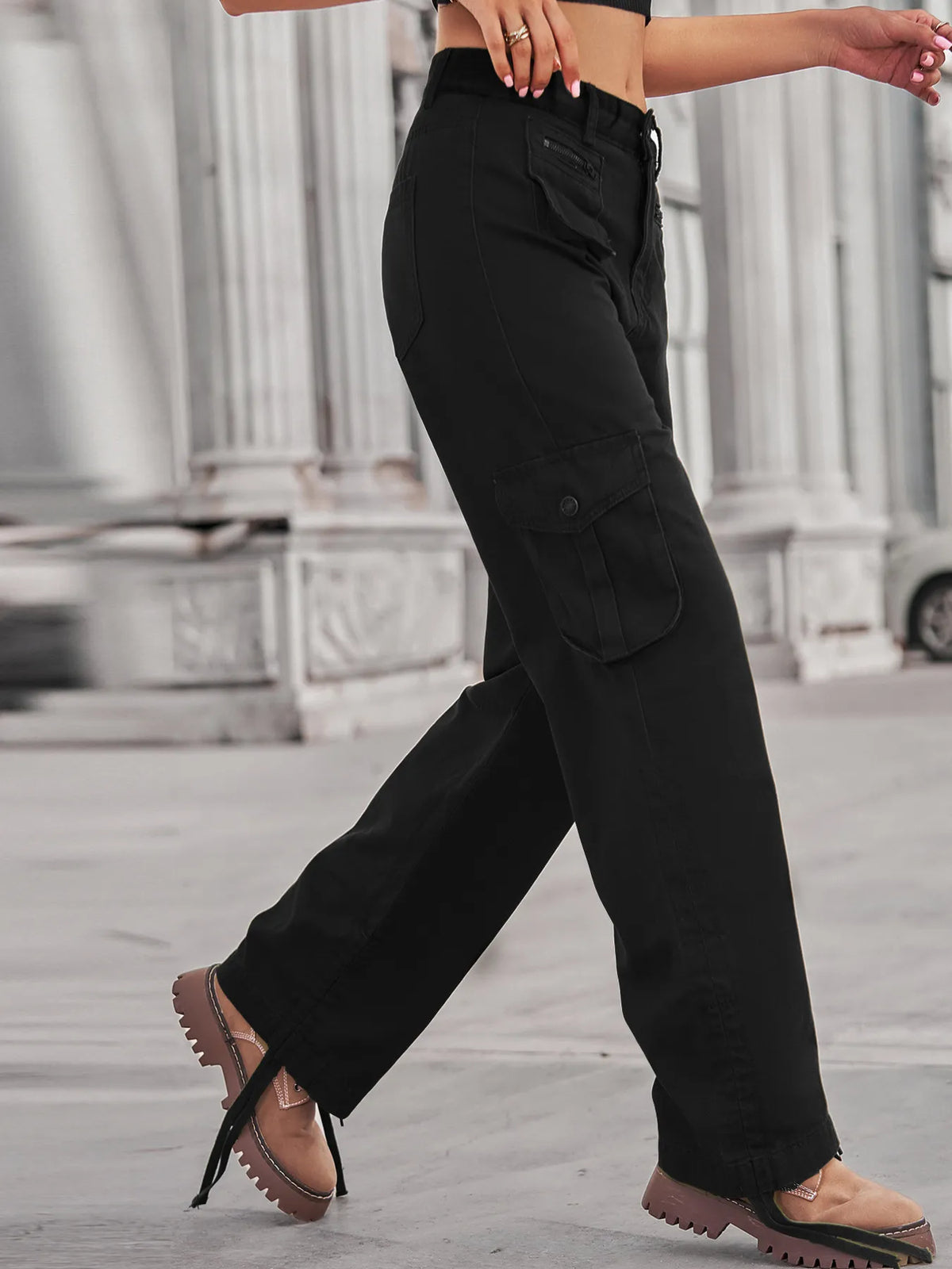 Drawstring Cargo Jeans - Ladyez