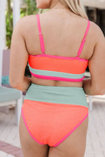 Color Block Scoop Neck Two-Piece Swim Set - Ladyez