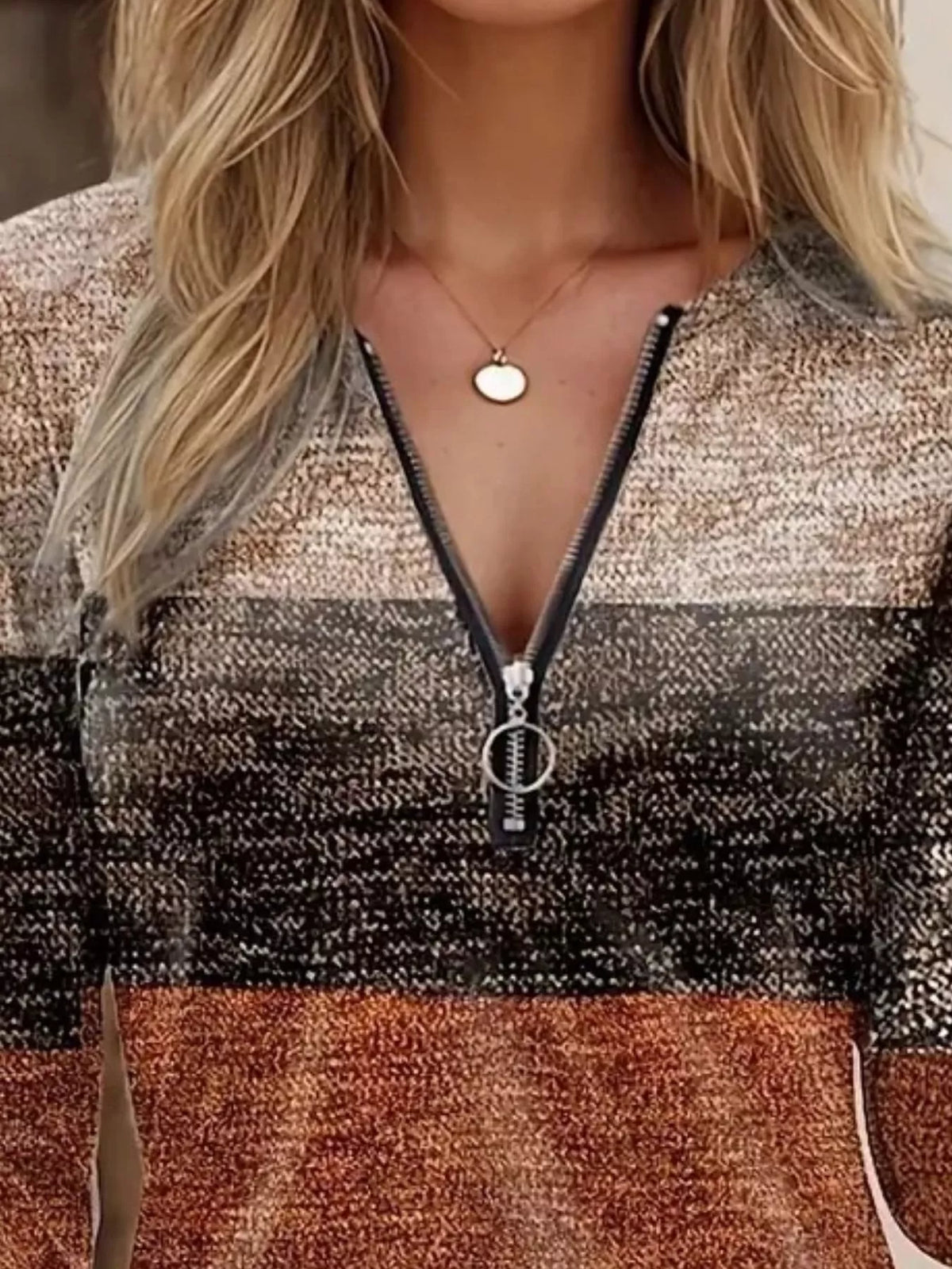 Quarter Zip Color Block Top