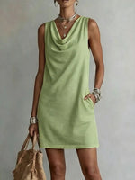 Full Size Sleeveless Cowl Neck Mini Dress Plus Size
