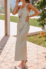 Knotted Single Shoulder Maxi Dress - Ladyez