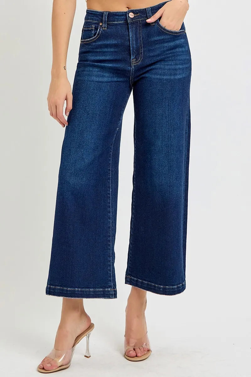 RISEN High Rise Crop Wide Jeans - Ladyez