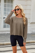 Backless Round Neck Long Sleeve T-Shirt