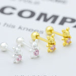925 Sterling Silver Bear Stud Earrings