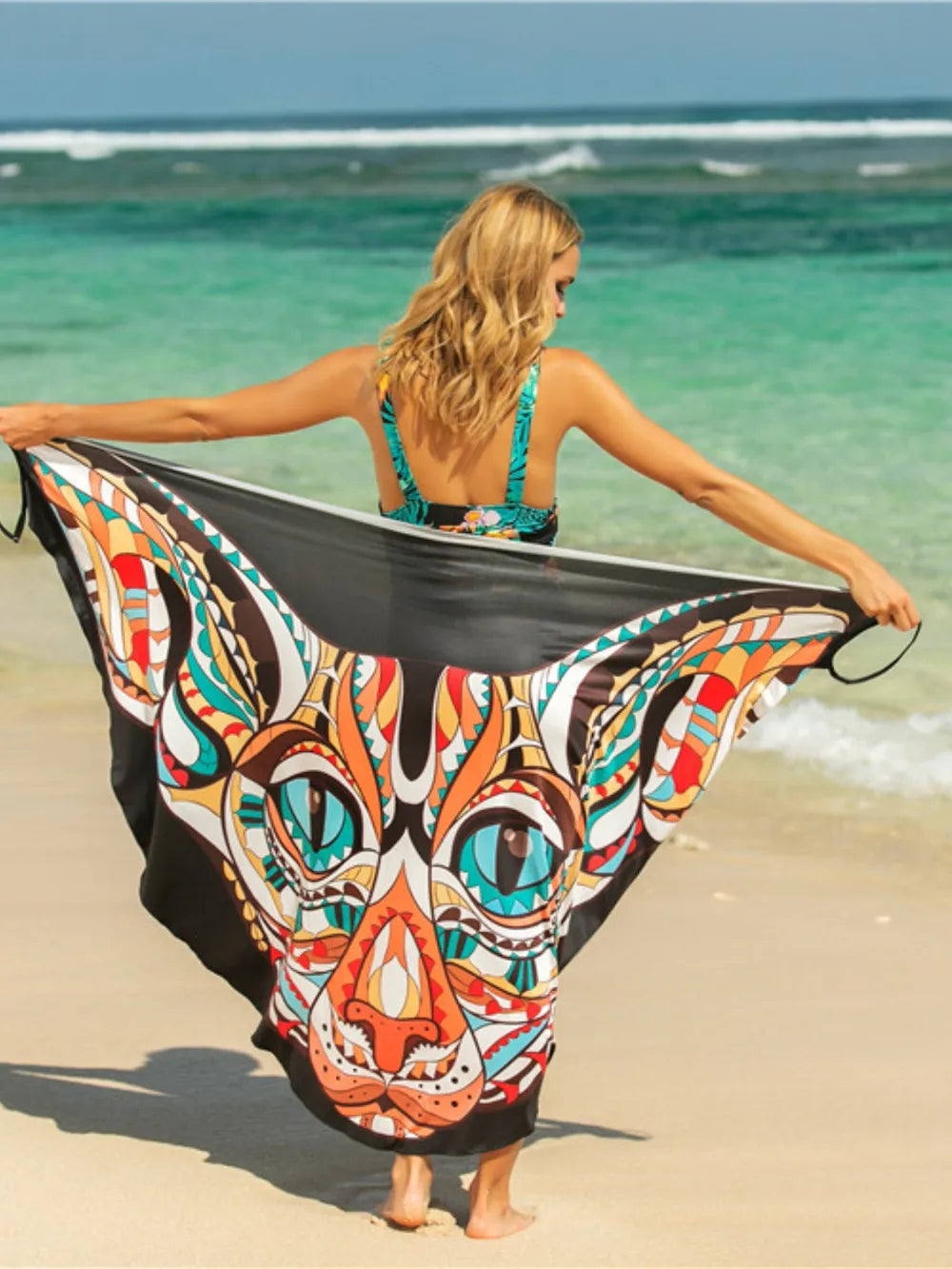 Printed Spaghetti Strap Cover Up - Ladyez