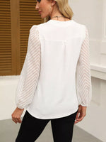 Notched Balloon Sleeve Blouse