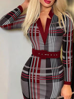 Full Size Notched Long Sleeve Dress Plus Size