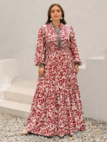 Plus Size Floral Print Long Sleeve Maxi Dress