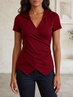 Hooded Wrap Front Slim Fit Top