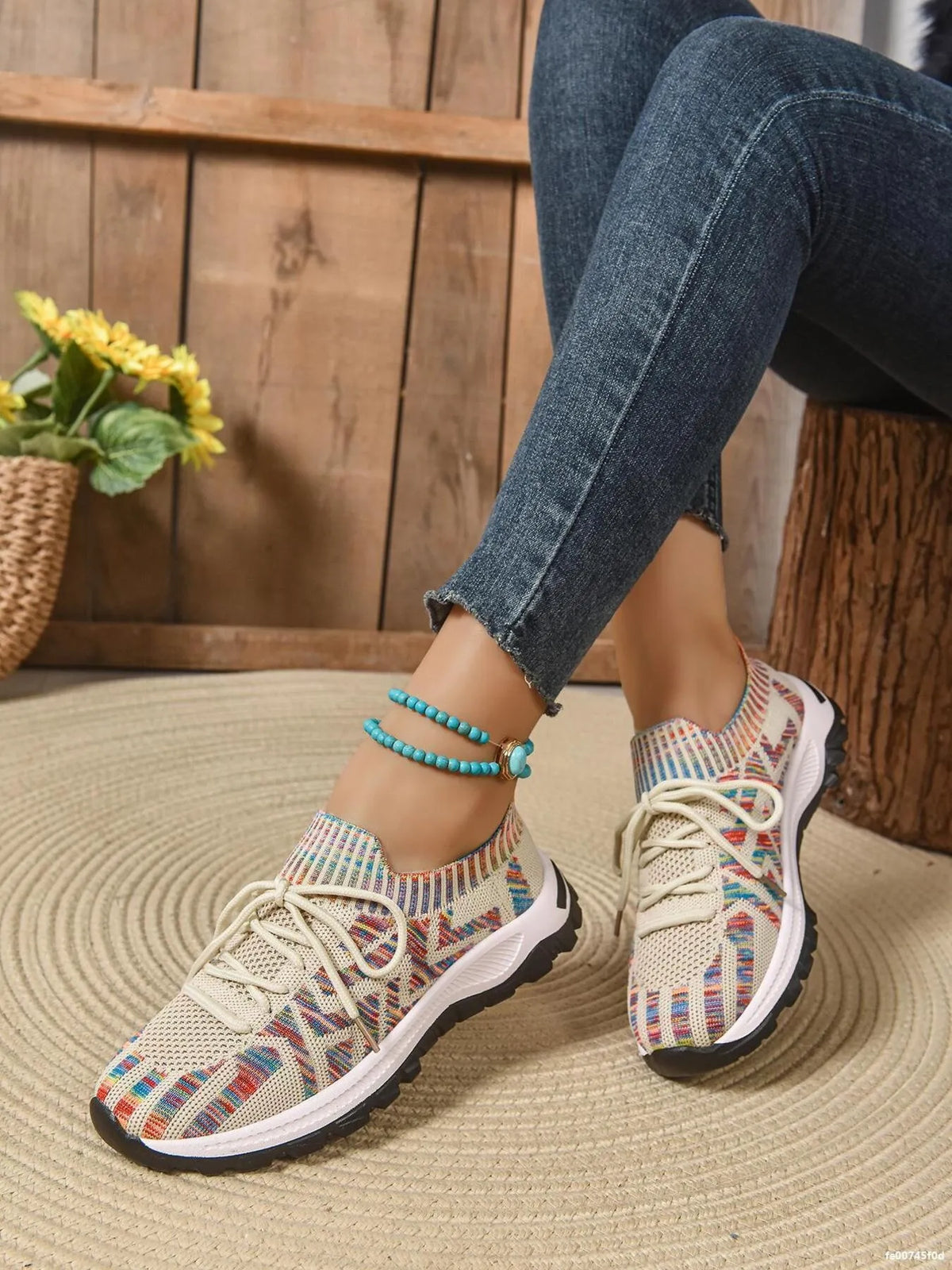 Mesh Knit Lace Up Athletic - Ladyez