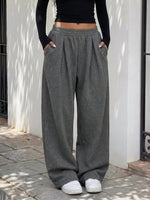 Elastic Waist Wide-Leg Sweatpants