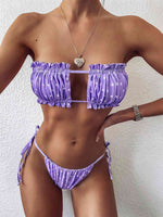 Frill Trim Ruched Bikini Set - Ladyez