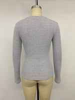 Ribbed Lace Trim Henley T-Shirt