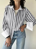 Striped Oversized Button-Up Shirt
