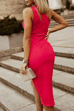 Ruched Cutout Single Shoulder Dress - Ladyez