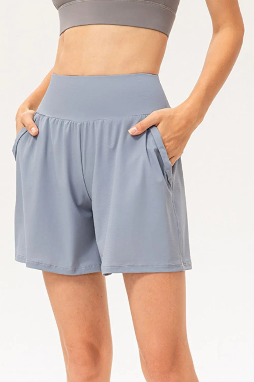 Pocketed Elastic Waist Active Shorts - Ladyez