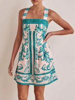 Printed Square Neck Midi Dress