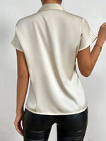 Satin Bow Tie Neck Blouse - Ladyez