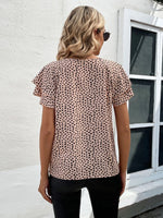 Animal Print Ruffle Sleeve Blouse