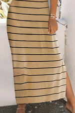 Striped Slit Sleeveless Maxi Dress - Ladyez