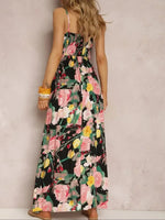 Floral Print Surplice Spaghetti Strap Maxi Dress - Ladyez