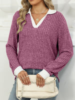Ribbed Knit Long Sleeve T-Shirt