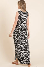 BOMBOM Leopard Maxi Dress with Pockets - Ladyez