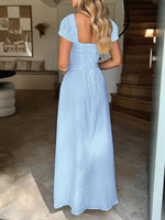 Devine Sweetheart Neck Short Sleeve Maxi Dress - Ladyez