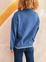 Bow Pattern Round Neck Sweater