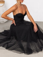 Sweetheart Neck Tulle Midi Dress - Ladyez