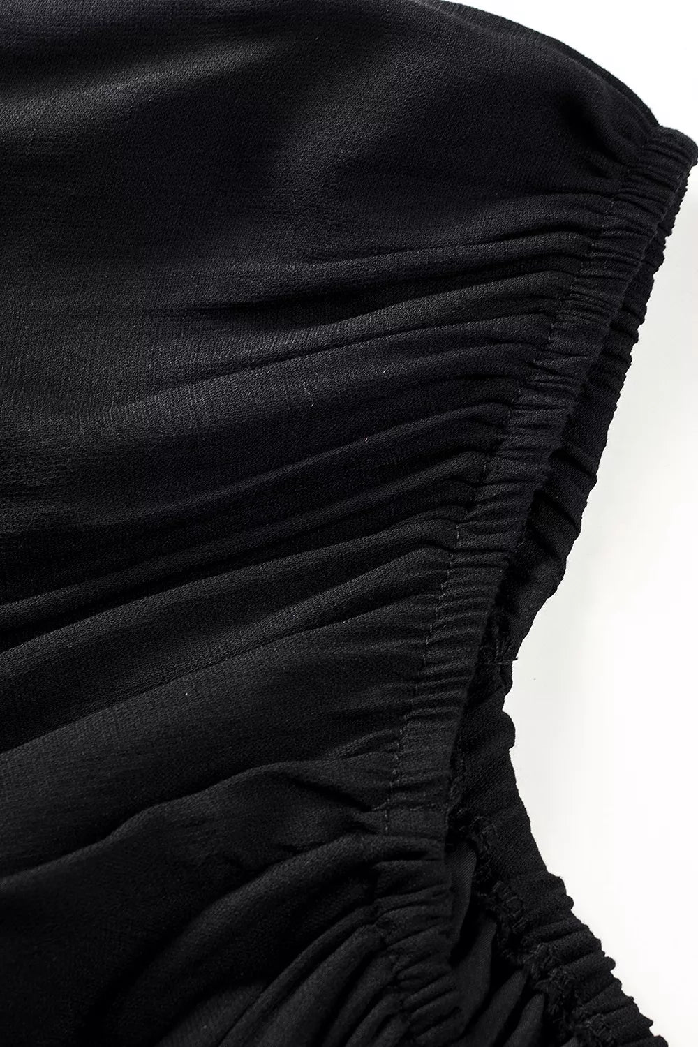 Solid Color Long Sleeve Shirred Drawstring Ruffle Mini Dress