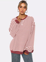 Striped Round Neck Long Sleeve Sweatshirt