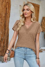 V-Neck Petal Sleeve T-Shirt