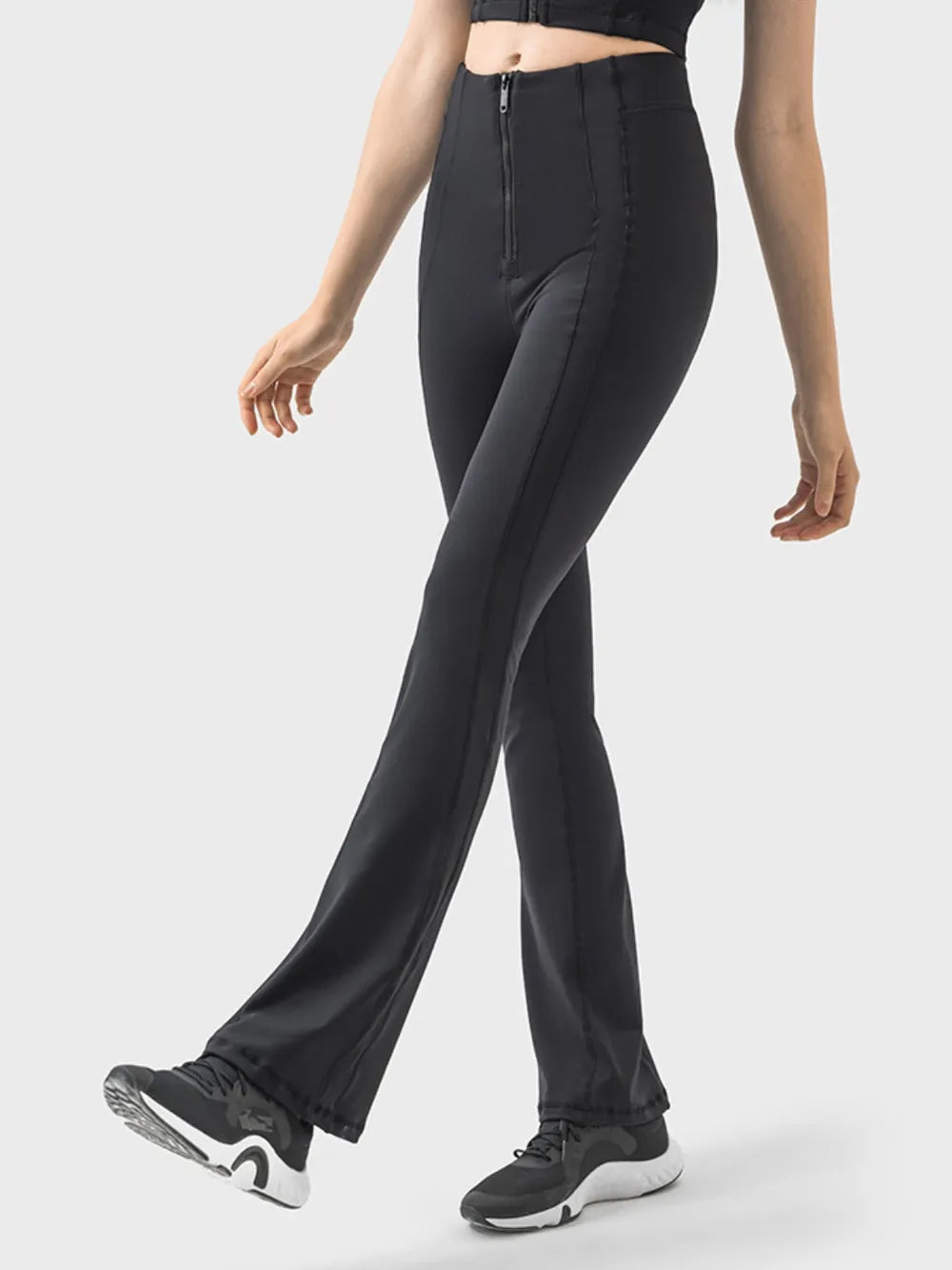 Millennia Zipper Detail High Waist Active Pants - Ladyez