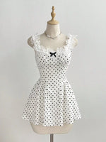 Polka Dot Lace Trim Mini Dress
