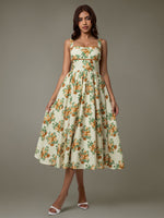 Lace Trim Floral Sleeveless Midi Dress - Ladyez