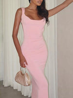 Backless Wide Strap Maxi Dress