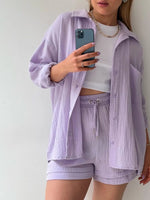 Button Up Shirt and Shorts Set