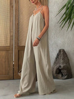 Sleeveless Wide Leg Casual Jumpsuit