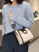 Crocodile Pattern Wide Strap Crossbody Bag