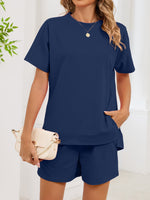 Round Neck Short Sleeve T-Shirt and Shorts Set