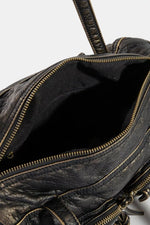 Fame Multi Pocket Textured Leather Shoulder Bag